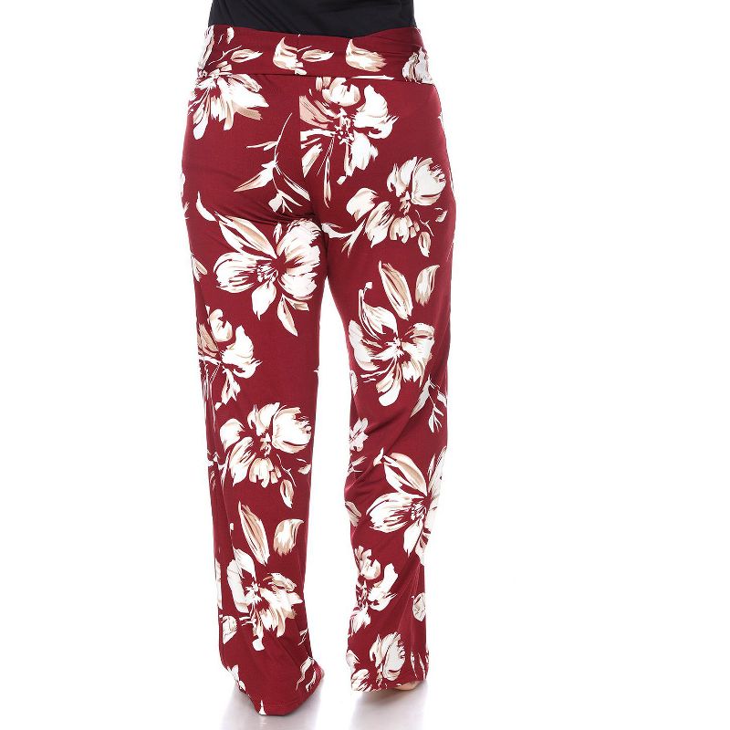 Women's Plus Size Flower Printed Palazzo Pants - White Mark, 3 of 4