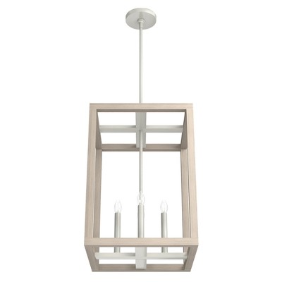 Brushed Nickel and Bleached Wood 15" LED Pendant Light