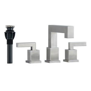 Gulches Brushed Nickel Widespread Bathroom Faucet, 8-Inch Waterfall Sink Faucet with 2 Handles, Pop Up Drain Assembly, and Lead-Free Supply Hose - 1 of 4