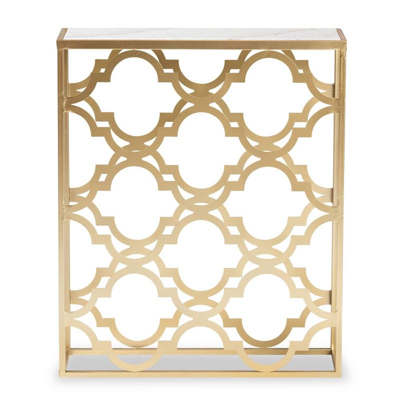 Calanthe Metal with Marble Tabletop Console Table White/Gold - Baxton Studio, 4 of 10