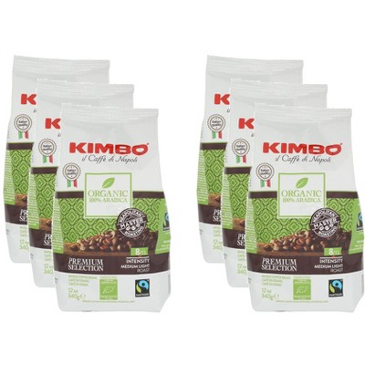 Kimbo Coffee Arabica Whole Bean Organic - Pack of 6 -12 oz