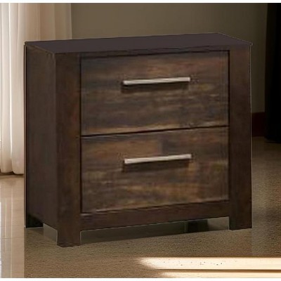 ORRD Brown 2-Drawer Wood Nightstand Finish