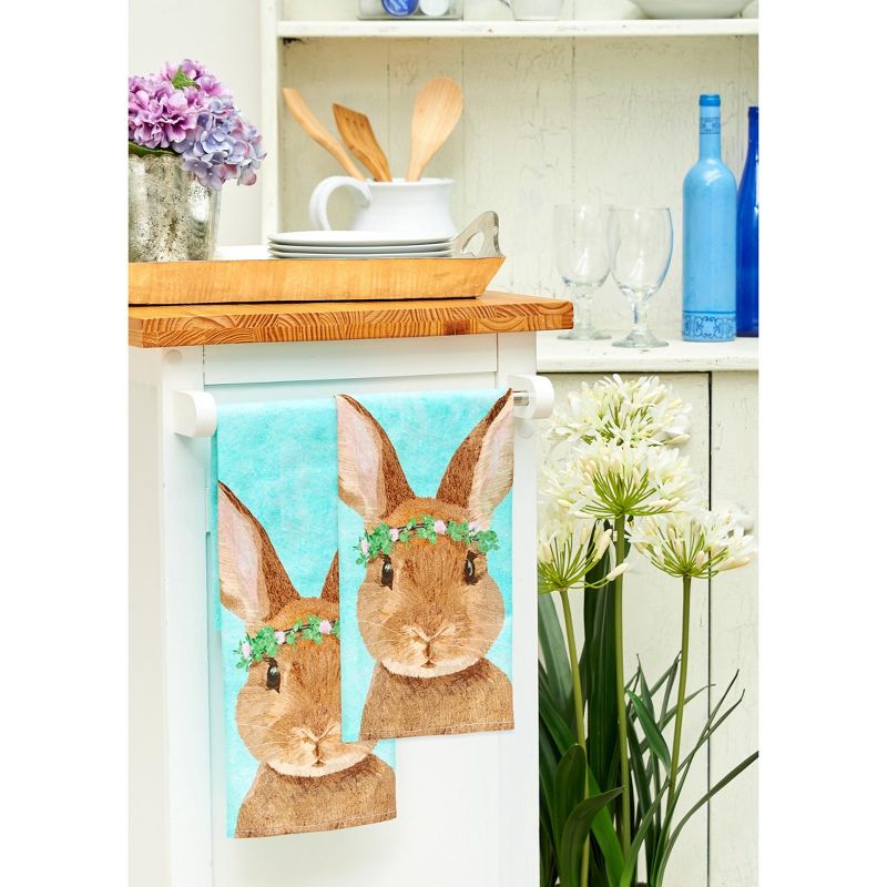 C&F Home Clover Easter Bunny Printed Flour Sack Kitchen Towel, 4 of 6