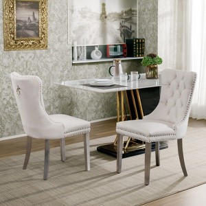 Racxily Velvet Dining Chairs Set of 2,  w/ Chrome Stainless Steel Plating Legs, Nailhead Trim, Button Tufted Parsons Dining Room Chair - 1 of 4