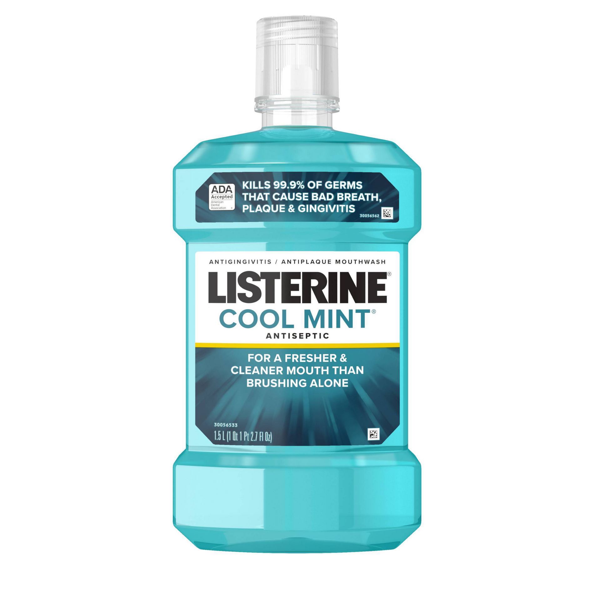 Listerine Antiseptic Mouthwash for Bad Breath and Plaque Cool Mint - 1.5L