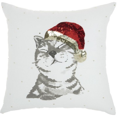 Nourison Home For The Holiday Cat 18" x 18"