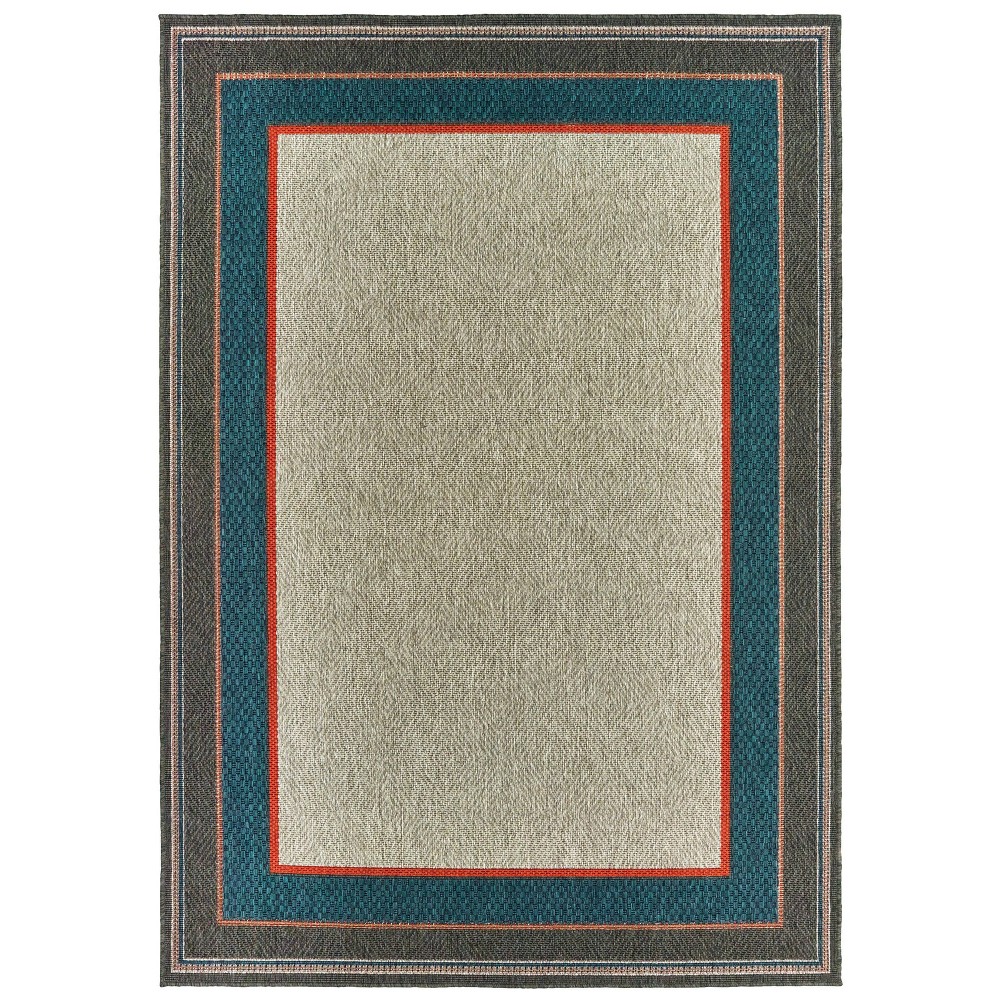 Photos - Area Rug 3'3"x5' Landry Border Patio Rug Gray/Blue - Captiv8e Designs