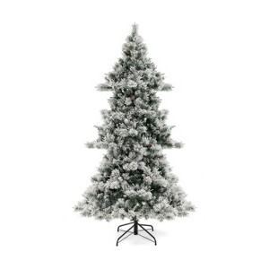 SKONYON 7ft Snow-Flocked Pine Needle Christmas Tree for Festive Holiday Decor - 1 of 3