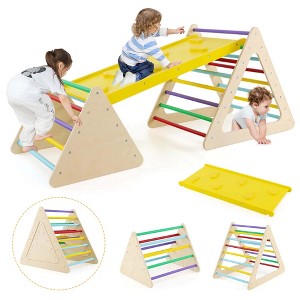 Costway 5 in 1 Montessori Triangle Set 3PCS Wooden Toddler Climbing Playset with Nesting Large - 1 of 4