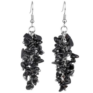Attop Natural Tumbled Stones Earrings for Women, Reiki Healing Crystal Long Dangle Hook Eardrop - 1 of 4