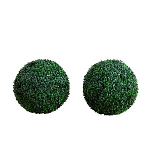 Nearly Natural 12-in UV Resistant Artificial Boxwood Ball (Indoor/Outdoor) - Set of 2 - 1 of 1