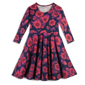 Mightly Girls Fair Trade Organic Cotton Print 3/4 Sleeve Twirl Dress - 1 of 2