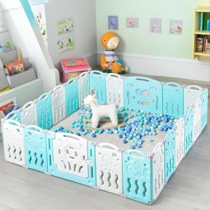 AMERLIFE Baby Playpen, Upgraded Portable Foldable Baby Fence with Game Panel and Safety Gate - 1 of 4