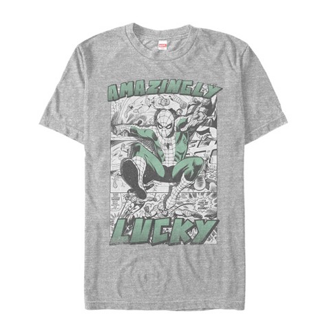 Men's Marvel St. Patrick's Day Spider-man Vintage Amazingly Lucky T-shirt :  Target