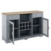 Farmhouse Buffet with Drawers, Glass Doors, Wine Rack, Coffee Bar, Light Blue/Oak - 3 of 4