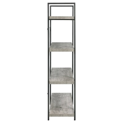 Pearl Silver 55" Transitional 4-Shelf Bookcase with Cross-Back Design