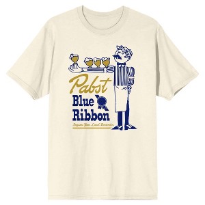 Pabst Blue Ribbon Bartender With Beer Men's Natural Ground T-shirt - 1 of 2