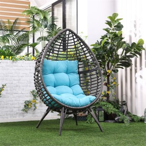 Maggift Patio Accent Chairs, Hanging Basket Egg Chair with Stand, Indoor and Outdoor Swing Chair with Soft Cushion, Blu, 39.75"*35"*61.5" - 1 of 4