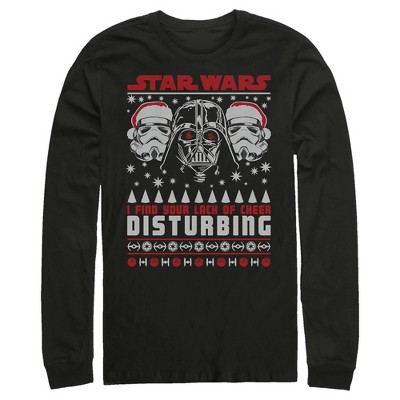 Men's Star Wars Lack of Cheer Ugly Christmas Sweater Long Sleeve Shirt -  Black - Medium