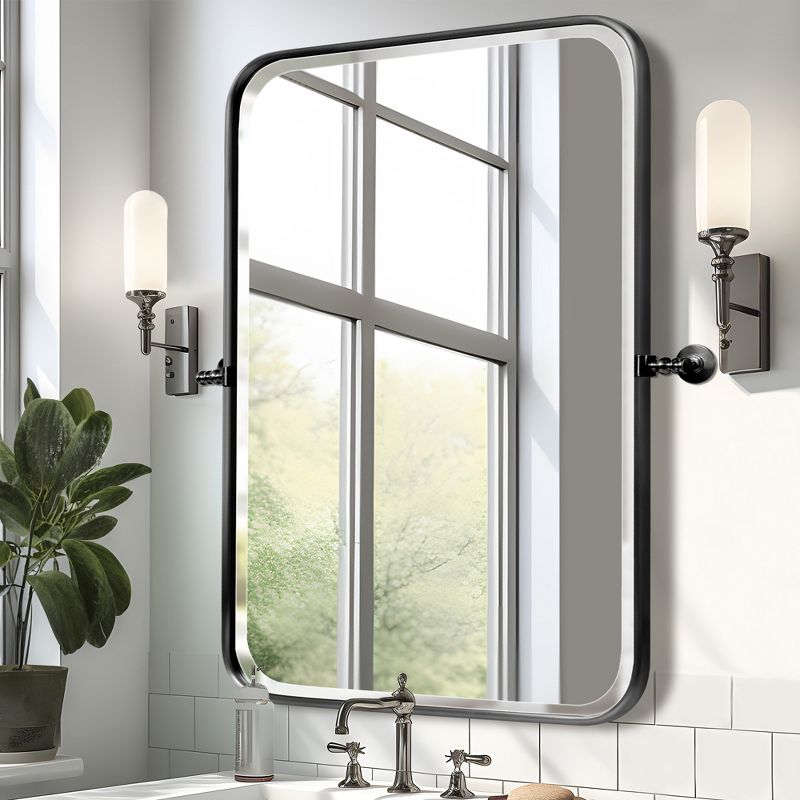 Neutypechic Modern Metal Wall Mirror Rectangular Pivot Bathroom Vanity Mirror, 2 of 7