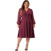 Agnes Orinda Women's Plus Size Swiss Dots Pattern Sleeves V Neck Midi Flowy A-Line Dress - 3 of 4