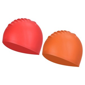 Unique Bargains Silicone Waterproof High-Stretch Adult Swimming Caps 2 Pcs - 1 of 4