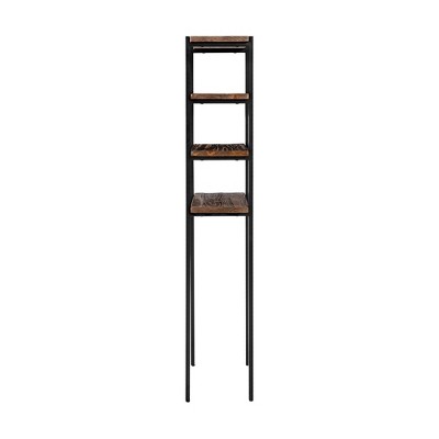 Pomona Black and Wood Over-the-Toilet 4-Shelf Storage