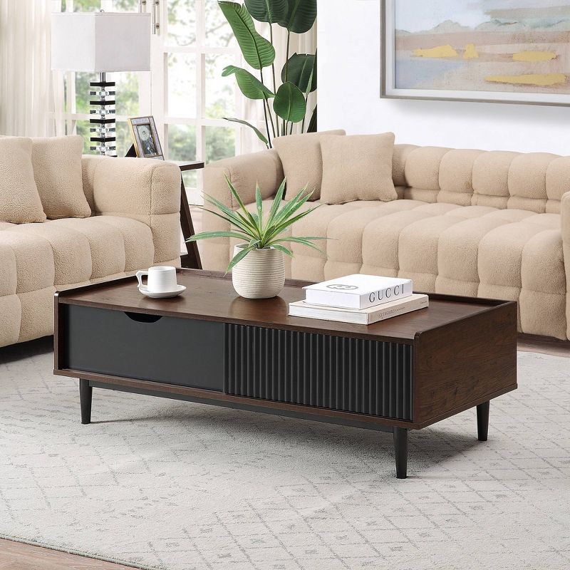 Duane Ribbed Coffee Table with Drawer and Shelf - Manhattan Comfort, 2 of 12