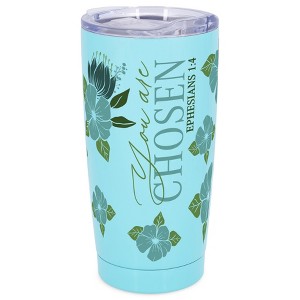 Elanze Designs 20 oz Stainless Steel On the Go Insulated Travel Tumbler With Push Top Lid, You Are Chosen Sky Blue - 1 of 4