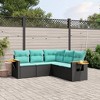vidaXL 5 Piece Patio Sofa Set with Cushions Black Poly Rattan - Black Without Table - 2 of 4