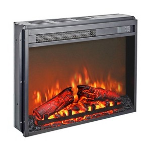 NicBex Electric Fireplace with Infrared Remote Control Wall Mount Stove Heater Fireplace 4 Adjustable Brightness Settings 1400W Heater,Black - 1 of 4