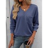 Clearlove Womens Tops V Neck Color Block Tee Striped Tunics Long Sleeve Comfy Twisted Stripes Shirt - 4 of 4