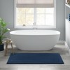 NAYSAYE Bath Rug 24" x 60" Plush Soft 100 Percent Cotton Reversible Dense Absorbent Non Slip for Bathroom, Navy Blue - 2 of 4
