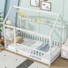 Kumasinova Twin/Full Size House Bed Frame,Toddler Floor Platform Bed with Roof Frame and Guardrails,Montessori Floor Bed for Kids,Adults,Teens - 2 of 4
