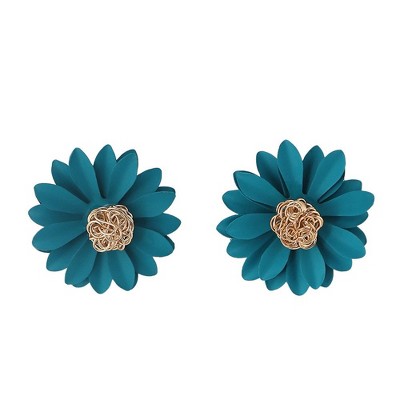 SOHI Women's Blue Sunflower Stud Earrings