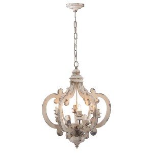 VYNXARIA 6-Light Beige French Country Ceiling Lights, Farmhouse Pendant Chandelier with Adjustable Chain for Kitchen & Entryway - 1 of 4