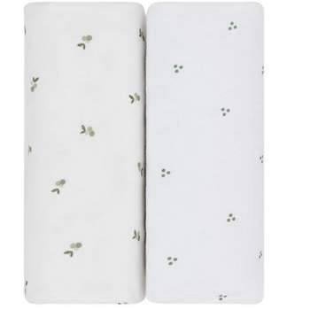 Ely's & Co. Waterproof Bassinet Sheet Set -Berry and Cluster Dot Sage 2 Pack