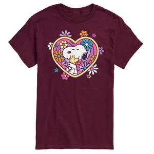 Men's - Peanuts - Hug Heart Flower Short Sleeve Graphic T-Shirt - 1 of 4