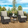3 Pieces Outdoor Wicker Swivel Chair Set, Swivel Rocking Chairs Set of 2 with Rattan Side Table, 360-Degree Swivel Rocking Chair for Patio Porch Pool - 3 of 4