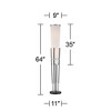 Possini Euro Design Flute Modern Torchiere Floor Lamp 64" Tall Satin Black Brushed Nickel White Linen Shade for Living Room Bedroom Office House Home - 4 of 4