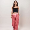 Anna-Kaci Lounge Women's Red Vertical Stripe Wide Leg Pants with Smocked Waistband Contrast Plaid Detail and Relaxed Full-Length Fit - 2 of 4
