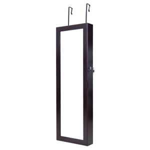 Tangkula Lockable Wall Door Mount Mirrored Cabinet Jewelry Organizer w/ LED Lights - 1 of 4