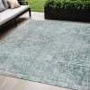 Teal Blue And Ivory Geometric Washable Indoor Outdoor Area Rug - 2 of 4