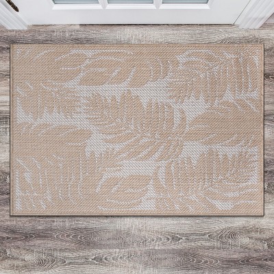 Natural Floral Synthetic Flat Woven 5' x 7' Area Rug
