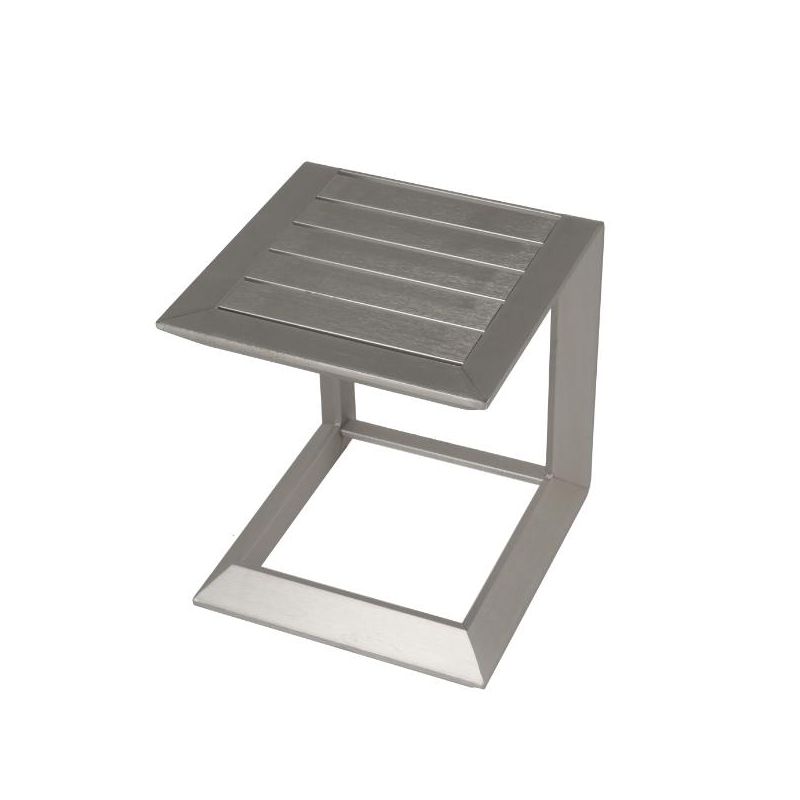 15.7"W Aluminum Patio Coffee Table, Outdoor End table 4A, Silver -ModernLuxe, 3 of 5