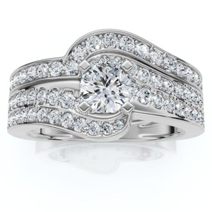 Pompeii3 1Ct TW Diamond Engagement Wedding Ring Set Lab Created - 1 of 4