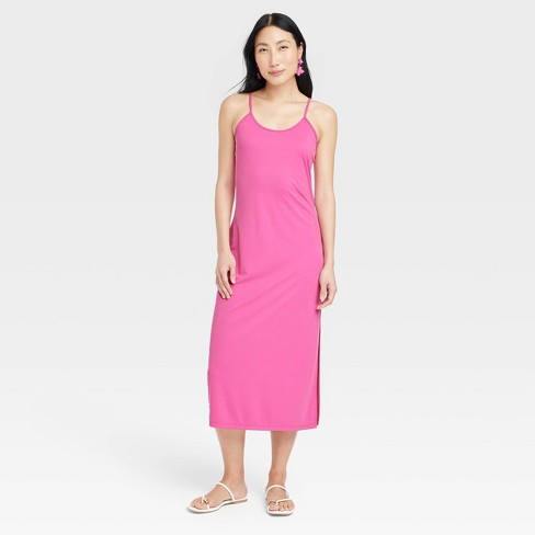 Women's Rib-knit Midi Cami Dress - A New Day™ Hot Pink Xs : Target