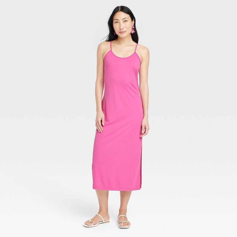 Women's Rib-Knit Midi Cami Dress - A New Day™, 1 of 5
