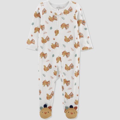 Carter's Just One You®️ Baby Turkey Footed Pajama - White/Brown 3M