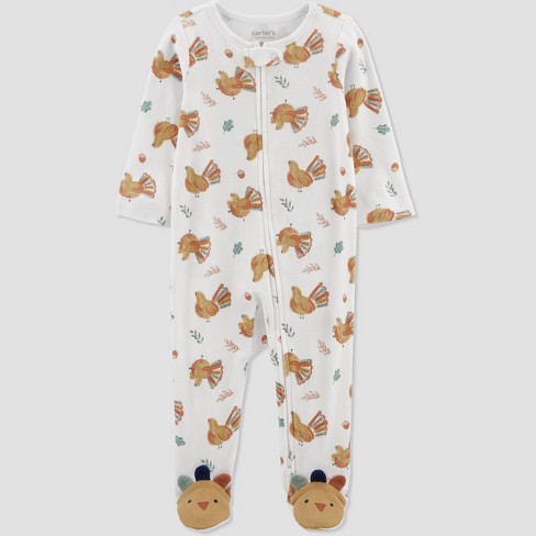 Carter s Just One You Baby Turkey Footed Pajama White brown